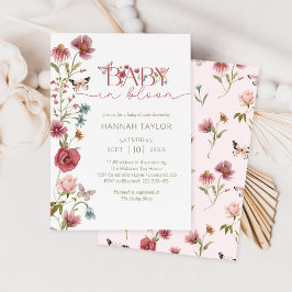 Baby in Bloom Wildflower Meisje Baby Shower Kaart