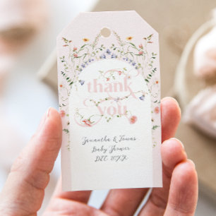 Baby in Bloom Wildflower Meisje Roze Baby shower Cadeaulabel