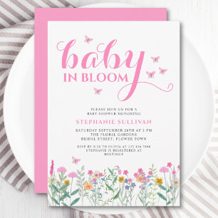 Baby in Bloom Wildflower Meisjes Baby Shower Kaart