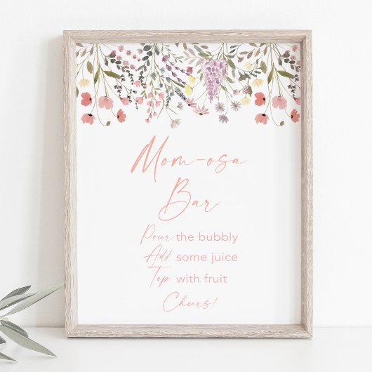 Baby In Bloom Wildflower Mimosa Bar Teken Poster