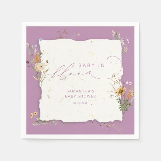 Baby in Bloom Wildflower Modern Baby shower Servet (Voorkant)