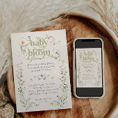 Baby in Bloom Wildflower Modern Floral Baby shower Kaart