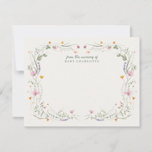 Baby in Bloom Wildflower Nursery Note Card Kaart (Voorkant)