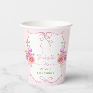 Baby in Bloom Wildflower Pink Bow Baby shower Papieren Bekers