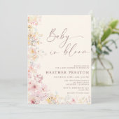 Baby In Bloom Wildflower QR Baby Shower Kaart (Staand voorkant)