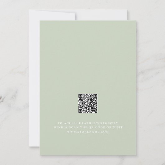 Baby in Bloom Wildflower QR Sage Green Baby shower Kaart (Achterkant)