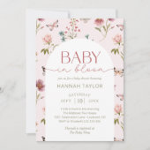 Baby in Bloom Wildflower Roze Baby shower Kaart (Voorkant)