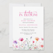 Baby in Bloom Wildflower Roze Baby shower Kaart (Voorkant)