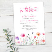 Baby in Bloom Wildflower Roze Baby shower Kaart