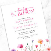 Baby in Bloom Wildflower Roze Baby shower Kaart