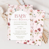 Baby in Bloom Wildflower Roze Baby shower Kaart