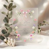 Baby in Bloom Wildflower roze Bow Baby shower Acryl Uitnodigingen
