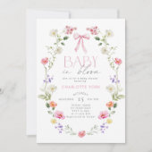 Baby in Bloom Wildflower roze Bow Baby shower Kaart (Voorkant)