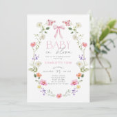 Baby in Bloom Wildflower roze Bow Baby shower Kaart (Staand voorkant)