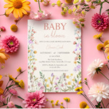 Baby in Bloom Wildflower Roze Meisje QR Baby Showe