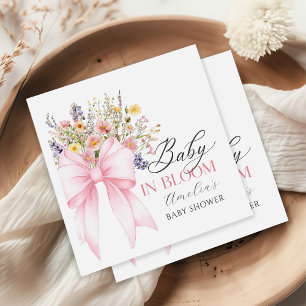 Baby In Bloom Wildflower Roze Strik Baby Shower  Servet
