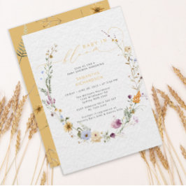 Baby in Bloom Wildflower Rustic Baby shower Kaart