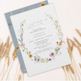 Baby in Bloom Wildflower Rustic Baby shower Kaart