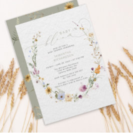 Baby in Bloom Wildflower Rustic Baby shower Kaart