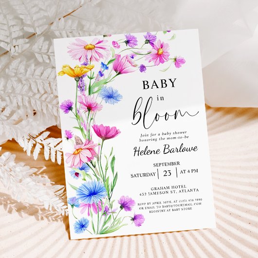 Baby in Bloom Wildflower Rustiek Boho Baby shower Kaart
