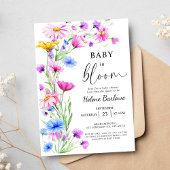 Baby in Bloom Wildflower Rustiek Boho Baby shower Kaart