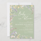 Baby in Bloom Wildflower Sage Green Baby shower Kaart (Voorkant)