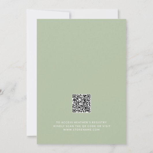 Baby in Bloom Wildflower Sage Green Baby shower Kaart (Achterkant)