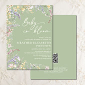 Baby in Bloom Wildflower Sage Green Baby shower Kaart