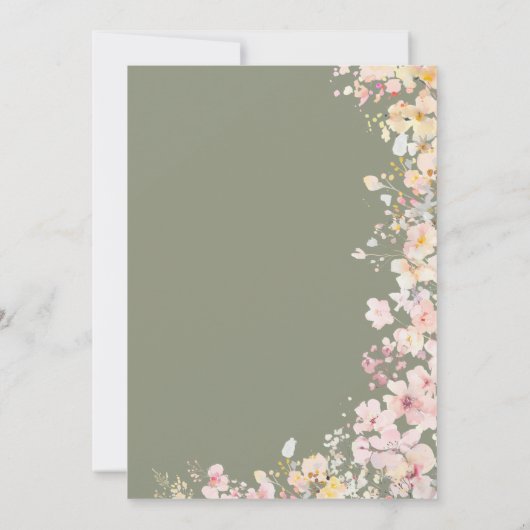 Baby in Bloom Wildflower Sage Green Baby shower Kaart (Achterkant)