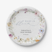 Baby in Bloom Wildflower Schattige Baby shower Papieren Bordje (Voorkant)