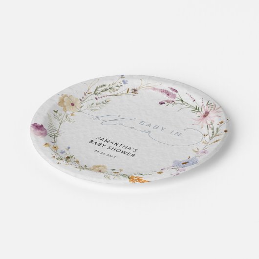Baby in Bloom Wildflower Schattige Baby shower Papieren Bordje (Gekanteld)