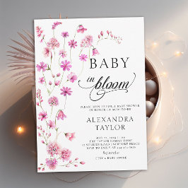 Baby in Bloom Wildflower Script Baby Meisje Douche Kaart