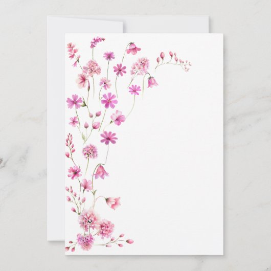 Baby in Bloom Wildflower Script Baby Meisje Douche Kaart (Achterkant)