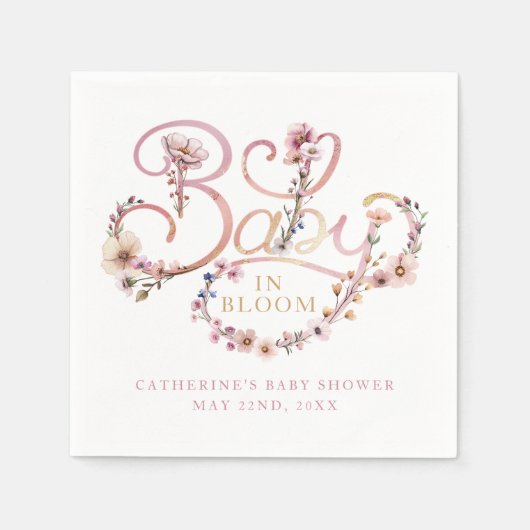 Baby in Bloom Wildflower servetten – Dusty Pink Wa (Voorkant)