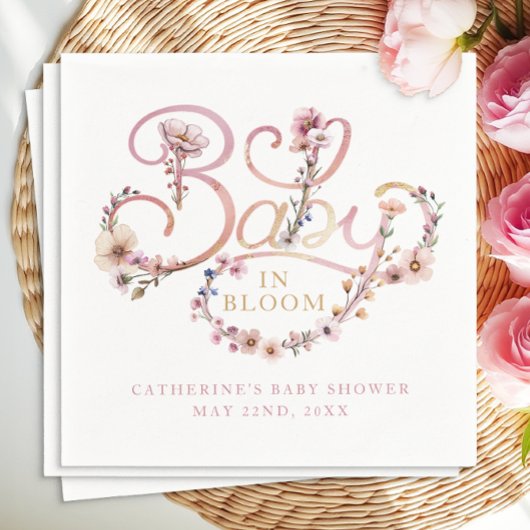 Baby in Bloom Wildflower servetten – Dusty Pink Wa