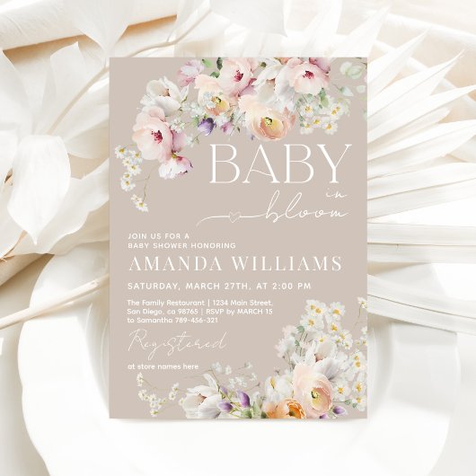Baby in Bloom Wildflower Spring Baby shower Kaart