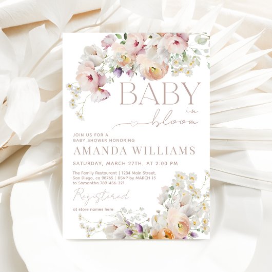 Baby in Bloom Wildflower Spring Baby shower Kaart