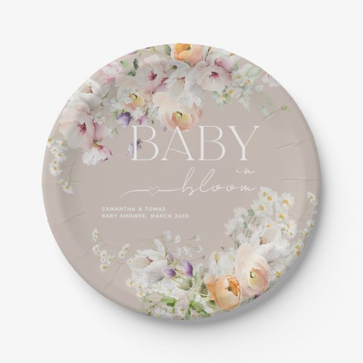 Baby in Bloom Wildflower Spring Baby shower Papieren Bordje (Voorkant)