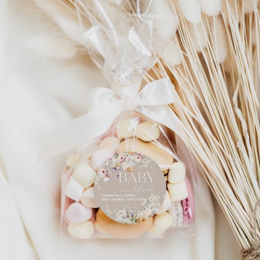 Baby in Bloom Wildflower Spring Baby shower Ronde Sticker