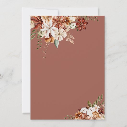 Baby in Bloom Wildflower Terracotta Baby shower Kaart (Achterkant)