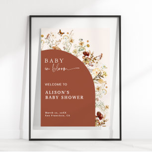 Baby in Bloom Wildflower Terracotta Shower Welkom Poster