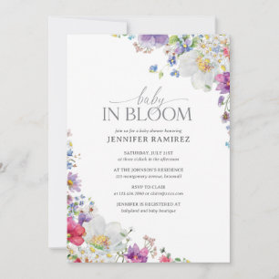 Baby in Bloom Wildflower Waterverf Baby shower Kaart
