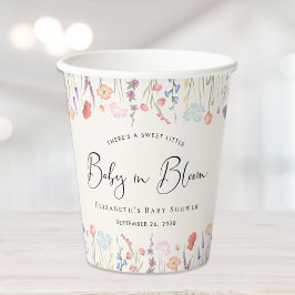 Baby in Bloom Wildflower Waterverf Baby shower Papieren Bekers