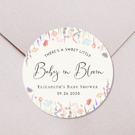 Baby in Bloom Wildflower Waterverf Baby shower Ronde Sticker