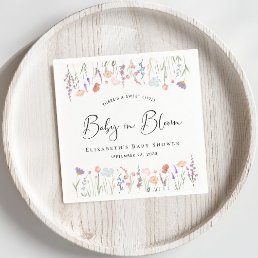 Baby in Bloom Wildflower Waterverf Baby shower Servet