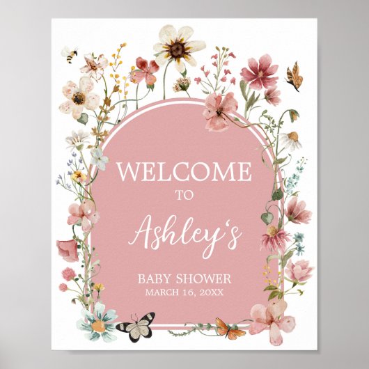 Baby in Bloom Wildflower Welkom Poster (Voorkant)