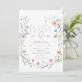 Baby in Bloom Wildflower Wreath Baby Shower Kaart (Staand voorkant)