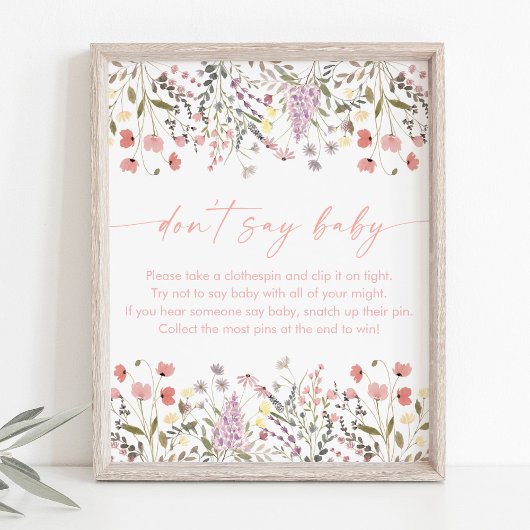 Baby In Bloom Wildflower zeg niet Baby spel Poster