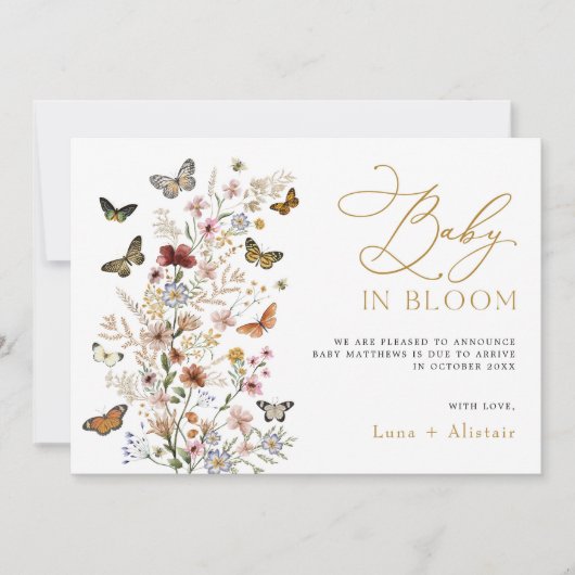 Baby in Bloom Wildflower zwangerschapsaankondiging Kaart (Voorkant)