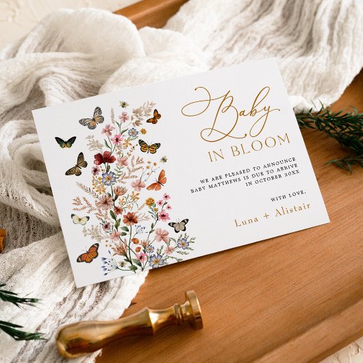 Baby in Bloom Wildflower zwangerschapsaankondiging Kaart